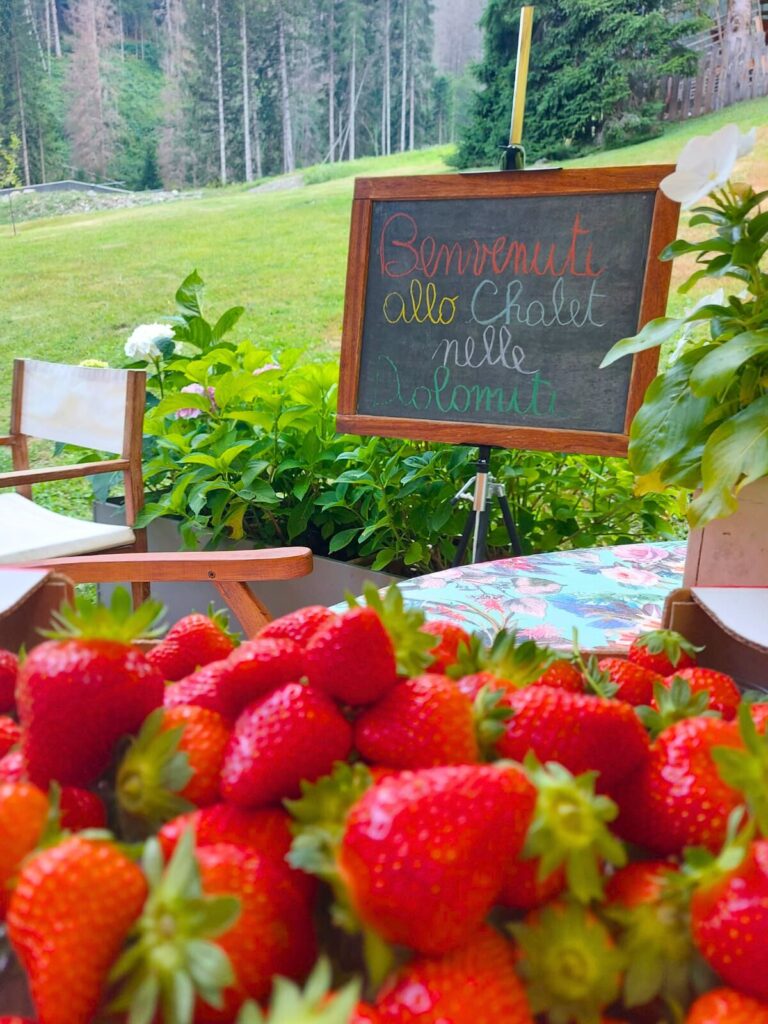Fragole dello chalet nelle dolomiti